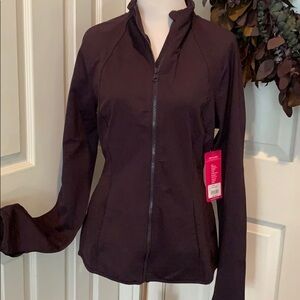 Longer length workout jacket in grape color